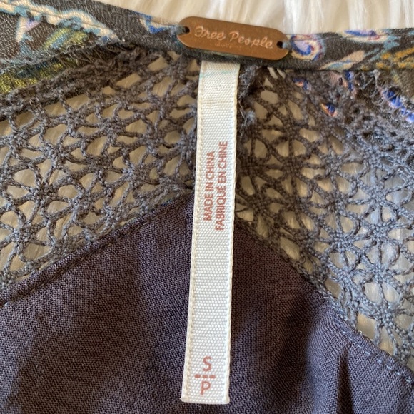 Free People Rain Or Shine Lace-Up Gray Paisley Floral Mini Dress Size Small - Picture 10 of 14